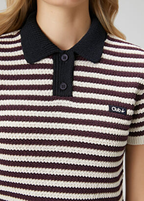Beymen Club Bordo Beyaz Çizgili Polo Kazak - 6