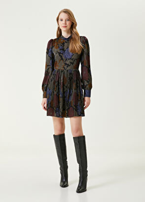 Beymen Club Haki Desenli Pileli Mini Boy Elbise - 3