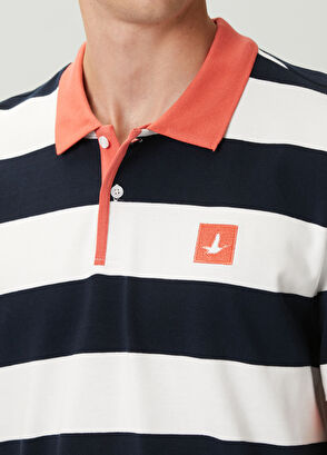 Beymen Club Comfort Fit Navy Blue White Polo Striped T-Shirt - 6