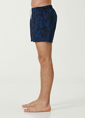 Beymen Club Blue Corded Monogram Goose Pattern Swim Trunks - 3