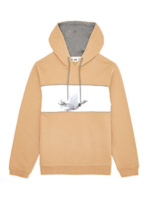 Beymen Club Bej Kapüşonlu Piksel Kaz Baskılı Sweatshirt - 8