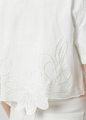 Beymen Club Off-White Bead Embroidery Denim Jacket - 6