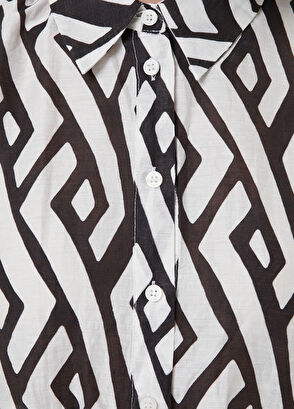 Beymen Club Siyah Beyaz Sarmal Desenli Midi Gömlek Elbise - 5