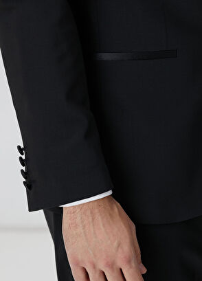 Network Siyah Yün Karışımlı Smokin Takım Elbise - 8