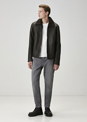 Beymen Club Kahverengi Yakası Shearling Detaylı Deri Mont - 3
