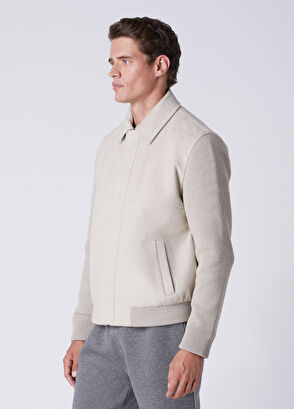 Beymen Club Kırık Beyaz Bedeni Kaşe Flannel Yün Triko Mont - 5