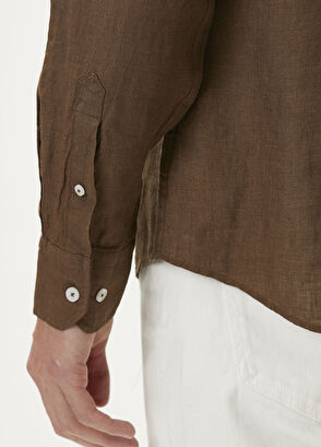 Beymen Club Kahverengi Comfort Fit Keten Gömlek - 6