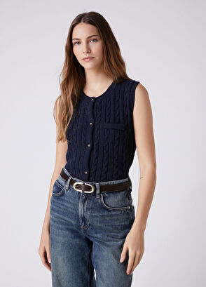 Beymen Club Navy Blue Knitted Wool Vest - 4