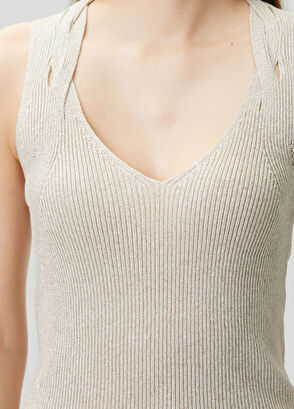 Join Us Beige Striped Textured Knitwear - 5