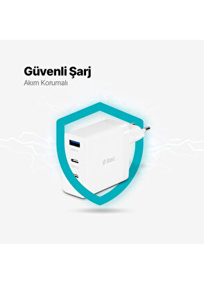 Ttec  2SCG03 SmartCharger Trio GAN 65W PD 2 USB-C+USB-A Travel Fast Charging Power Adapter  - 4