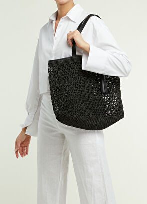 Beymen Club Siyah Hasır Alışveriş Çantası - 3