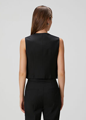 Beymen Collection Siyah İnce Yün Yelek - 5