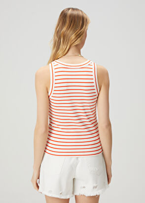 Beymen Club Mercan Beyaz Çizgi Desenli Atlet - 5