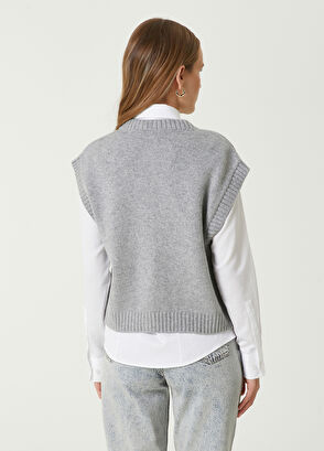 Gri Melanj Yün Triko Yelek Beymen Club Gri Melanj Yün Triko Yelek - 7