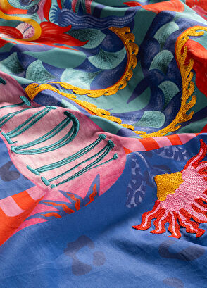 Zsa Zsa Zsu Lahor Mavi Pamuk Saten Nevresim Seti - 4