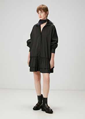 Beymen Club Siyah Fırfır Detaylı Mini Elbise - 3