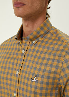 Beymen Club Slim Fit Hardal Küçük Ekose Desenli Gömlek - 5