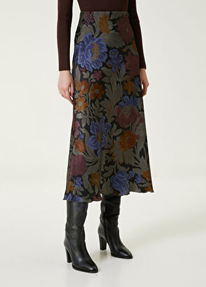 Beymen Club Çiçekli Midi Evaze Saten Etek - 4