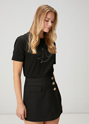 Beymen Club Siyah Hotfix Kuş Logolu T-shirt - 4