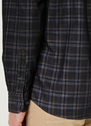 Beymen Club Navy Blue Plaid Patterned Velvet Shirt - 7