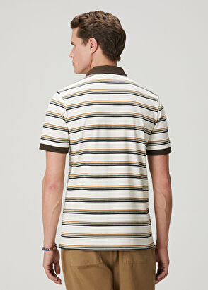 Beymen Club Yeşil Ekru Çizgili Comfort Fit Polo T-shirt - 5