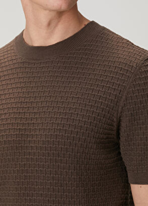 Beymen Club Kahverengi Krep Örgü Dokulu Kısa Kollu Kazak - 7