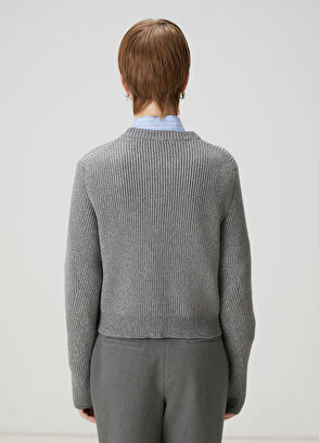 Beymen Club Grey Embellished Logo Wool Sweater - 5