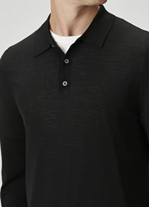 Beymen Collection Siyah Polo Yaka Yün Triko - 6