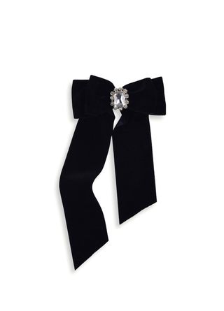 Meriç Tanın Broque Black Velvet Bow Siyah Kristal Taşlı ve Kadife Kadın Toka