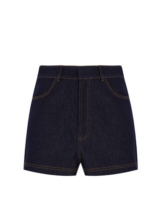 Wabi Sabi No9 Süet Detaylı Lacivert Denim Kadın Mini Şort