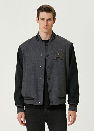 Academia Erkek Patch Detaylı College Bomber Mont Gri Xs