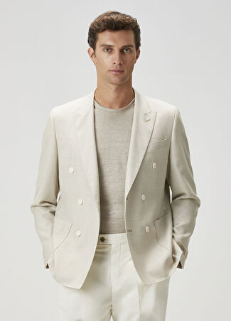 Beymen Collection Collection Erkek Drop 7 Ekoseli Yün Ceket Bej 48