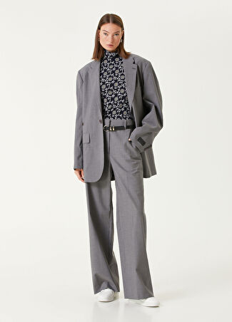 Kenzo Kadın Gri Wide Leg Yün Pantolon 38 It