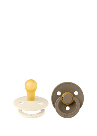 Bibs Bebek Colour 2'li 0-6 Ay Ivory Dark Oak Kauçuk Emzik -1