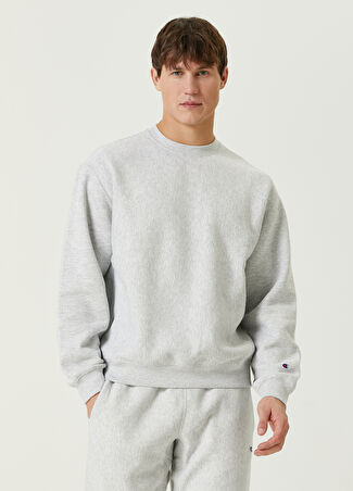 Champion Erkek Gri Logolu Sweatshirt L -1
