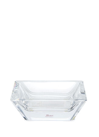 Moser Sarı Kare Formlu Kristal Kül Tablası Şeffaf -1