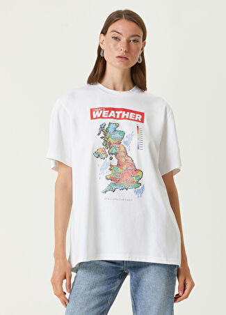 Stella Mccartney Kadın Beyaz Baskılı T-Shirt Xs