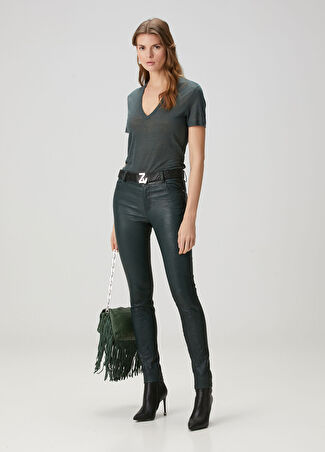 Zadig&voltaire Kadın Phlame Koyu Yeşil Deri Pantolon 34 It