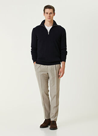 Incotex Erkek Tapered Fit Gri Pilili Yün Pantolon 52 It
