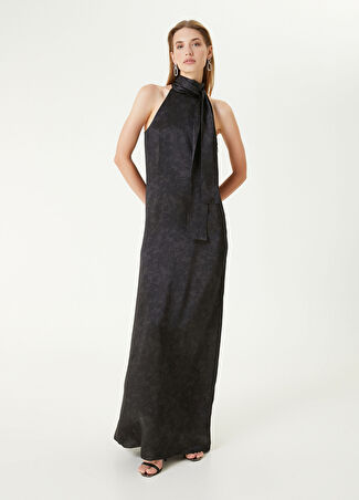 Beymen Collection Collection Kadın Siyah Desenli Maksi İpek Abiye Elbise 34
