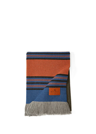 Etro Home Kahverengi Logo Detaylı Kaşmir Throw -1