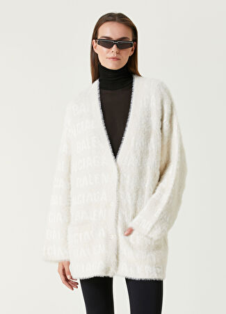 Balenciaga Kadın Oversize Logolu Yün Hırka Bej M