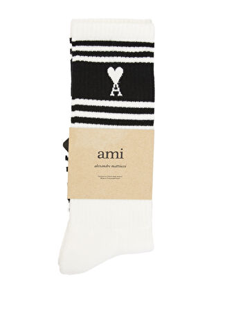 Ami Paris Erkek Beyaz Siyah Çorap 39-42