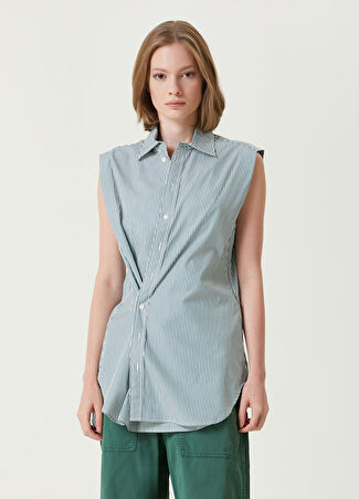 Rag&bone Kadın Indiana Beyaz Yeşil Çizgili Gömlek S