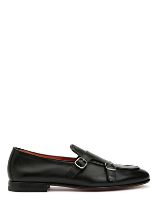 Santoni Erkek Siyah Deri Loafer 9.5 Uk -1