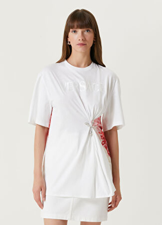 Versace Kadın Barocco Sea Beyaz Pembe T-Shirt 40 It