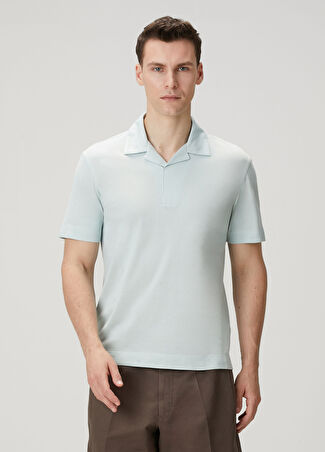 Zegna Erkek Polo Yaka İpek T-Shirt Mavi 48 It
