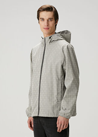 Givenchy Erkek Açık Gri Kapüşonlu Logo Motifli Mont 48 It