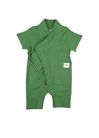 Totzee Bebek Çimen Yeşili Müslin Uzun Kimono Tulum Yeşil 6-9 Ay -1