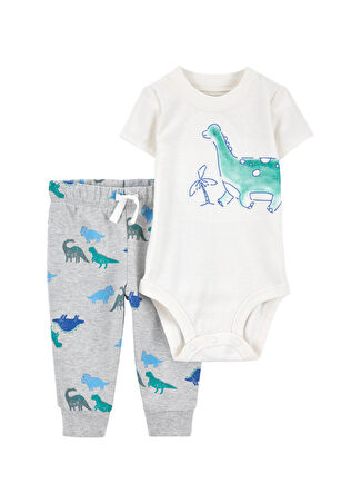 Carter's Erkek Bebek Dinozor Tasarımlı Kısa Kollu Body Ve Pantolon 2'li Set 24 Ay -1